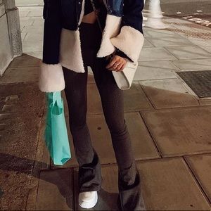 Ribbed stretchy flare pants